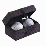 White and Black Natural Stone Health Balls   Increase Hand Dexterity and Circulation   Comes in Silk Gift or Storage Box