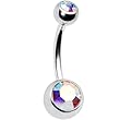 Swarovski Aurora Double Gem Belly Button Ring