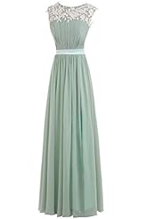 Lace Jeweled Chiffon Sleeveless Natural   Waistline Evening Dress/Prom Dress 