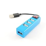 4 Port USB 20 Hub w On & Off Switch Blue Turns One USB Port into Four!