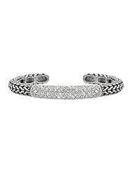 Sterling Silver Tribal CZ Cuff Bracelet