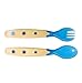 Baby Dipper Spoon and Fork Set, Blue - Ergonomic Utensils for Toddlers Learning to Self-feed