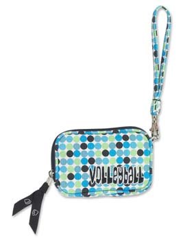 Zippered Pouch Volleyball Blue/Green Dot