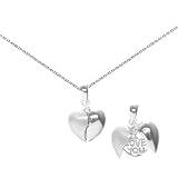 Sterling Silver I Love You Secret Message Brushed Heart Pendant on Chain Necklace