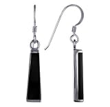 Black Onyx Sterling Silver French Ear Wire Hook 1.25 Long Dangling Earrings