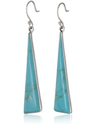 Sterling Silver Long Irregular-Shaped Inlay Drop Earrings