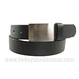 New Mens Black Leather Stainless Square Belt Size S-XL