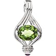 14K White Gold Peridot and Carnelian Pendant/Pearl Enhancer