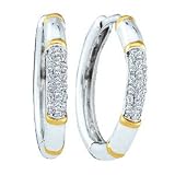 1/8 Carat Pave Diamond 14k Two-Tone Gold Hoop Earrings