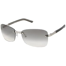 Click here to buy Valentino Sunglasses, 5383 S, Rimless, Silver Frames Fade Gray Lenses Crystals by Valentino.