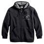 Harley-Davidson® Men's Hooded Skull Sweatshirt. Zip front with skull appliqué and embroidery. 99035-08VM
