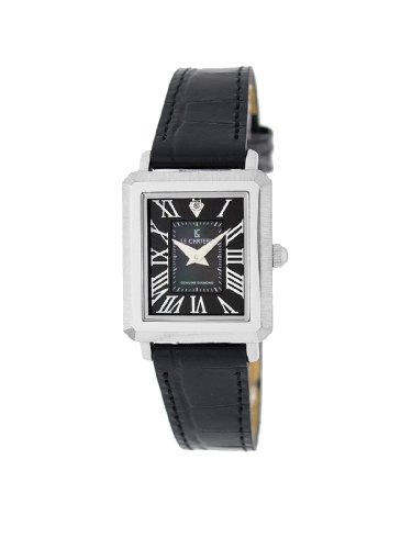 Le Chateau Women's 1808LLEA_BLK Diamond Accented Leather Band Watch