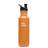 Klean Kanteen Stainless Steel 27 Ounce Water Bottle with 2.0 Sports Cap, Orange Sunset