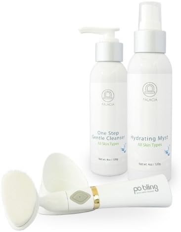 Po Bling Facial Cleansing Bundle - comes with a Palacia One Step Gentle Cleanser, Palacia Hydrating Myst, and Po Bling Facial Cleansing Brush.