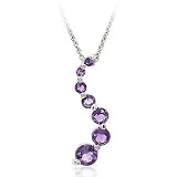 Sterling Silver Genuine Amethyst stone circle Journey Pendant