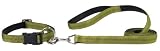 X-LARGE 26 IN - OLIVE - Padded Nylon Dog COLLAR  LEAD SET