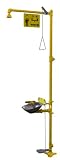 Bradley S19314AC Galvanized Steel 3 Spray Head Halo Combination Drench Showers and Eye/Face Wash Unit with Hand/Foot Operated Eyewash, 20 GPM, 18-1/2" Width x 94-1/8" Height x 26-13/16" Depth, Yellow