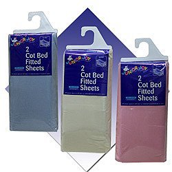 Childrens Toyshop   : 2 COTBED FITTED SHEETS 100% COTTON BLUE
