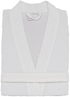 Embroidered Personalized Waffle Knee Lenghth Bathrobe (S/M, White)