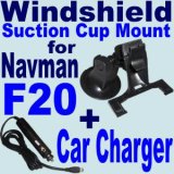 Vehicle Windshield / Suction CUP Mount for Navman F20 , F20 Europe , F30 , F40 Europe , F50 , F50 Europe , N20 , N40i , N60i + Car Charger