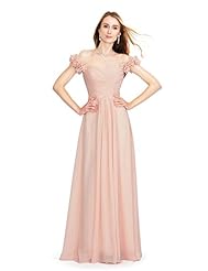 A-line Cap Sleeves Off the Shoulder Chiffon Sweetheart Evening Dress/Homecoming Dress/Bridesmaid Dress/Prom Dress/Wedding Party Dress 