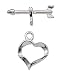 Sterling Silver Toggle Clasp, Fancy Heart - Pack Of 1