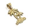 Charming Palm Tree Scene 10 KT Yellow Gold Pendant 10K Charm