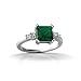 14K White Gold Square Created Emerald and Diamond Art Deco Ring