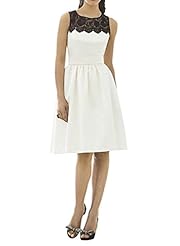 Taffeta Cocktail Knee Length Lace Scoop Neck Bridesmaid Dress/Party Dress 