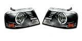 2004 - 2006 Ford F150 One Piece Projector Headlight With Angel Eye In Black Housing
