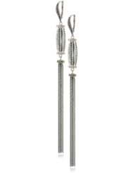 Judith Jack "Tassels" Sterling Silver Marcasite Crystal Elongated Tassel Drop Earrings