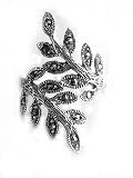 Sterling Silver Ivy Leaf Vine Branch Marcasite Ring (Size 6,7,8,9)