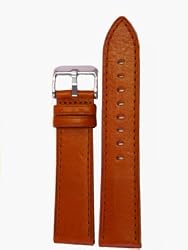 Watch Band Rustic Orange Genuine Leather Stitched Strap 12 millimeter