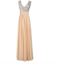 V-neck 2015 Chiffon/Satin Sequined Pleated Evening Dress/Prom Dress 