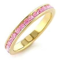 Laurene Bijoux Damenring *Claire* Band / Verlobungsring - Gelbgold 585/1000 vergoldet - Zirkonia Rosa