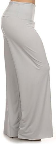 Trendy Friday Women's Plus Size Palazzo Self-Banded Palazzo Pants (X-Large, SILVER)