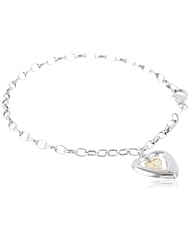Bonded Sterling Silver and 14k Two-Tone Heart Bracelet, 7.25"