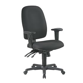 Office Star Work Smart Ergonomic High Back Chair with Multi Function Control, Black