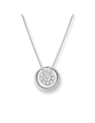 18K White Gold Diamond Accents Eternity Halo Circle Pendant W/ Sterling Silver Chain Necklace (1/3 cttw, G-H Color, VS2-SI1 Clarity), 16"
