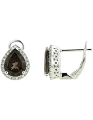 14K White Gold 3.2ct Truth Promoter Diamond & Pear Topaz Stud Post Earrings