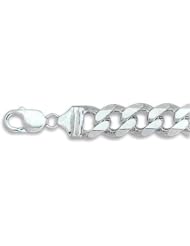 Sterling Silver 9 Inch 350 Beveled Curb Chain Bracelet - 13.0mm wide