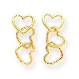 14k Triple Heart Dangle Earrings