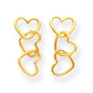 Childrens Toyshop  Jewelry : 14k Triple Heart Dangle Earrings