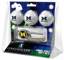 Michigan Wolverines 3 Ball Golf Gift Pack With Kool Tool