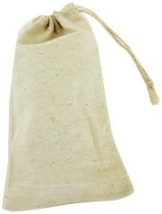 JPI DISPLAY Natural Muslin Cotton Stitching Single Drawstring Pouch, 3" L x 5" H, White