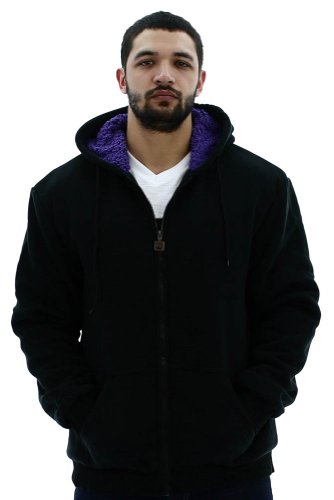 Moda Essentials Men's Sherpa Lined Zip Up Hoodie Sweatshirt