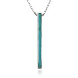 Sterling Silver Created Turquoise Linear Pendant, 18