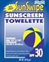 Sunswipe Sunscreen Towelette SPF 30--- 12" X 12" TOWELETTEs