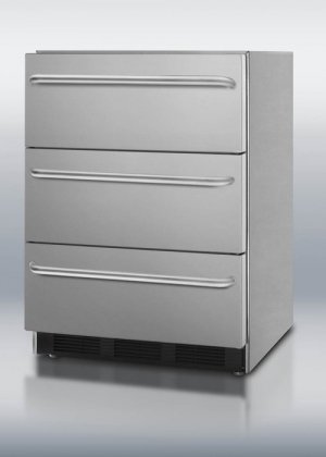 5.5 cu.ft. Capacity 3 Drawer Refrigerator Automatic Defrost Adjustable Thermostat Internal Forced Air Circulation: Stainless Steel Tower Bar Handles