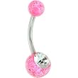 Crystalline Gem PINK Glitter Belly Ring